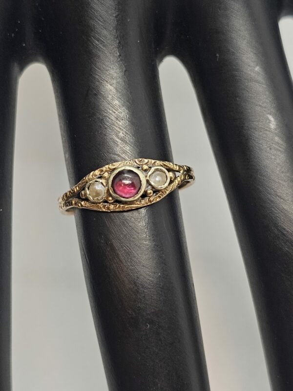 Antique Ruby and seed Pearl Ring