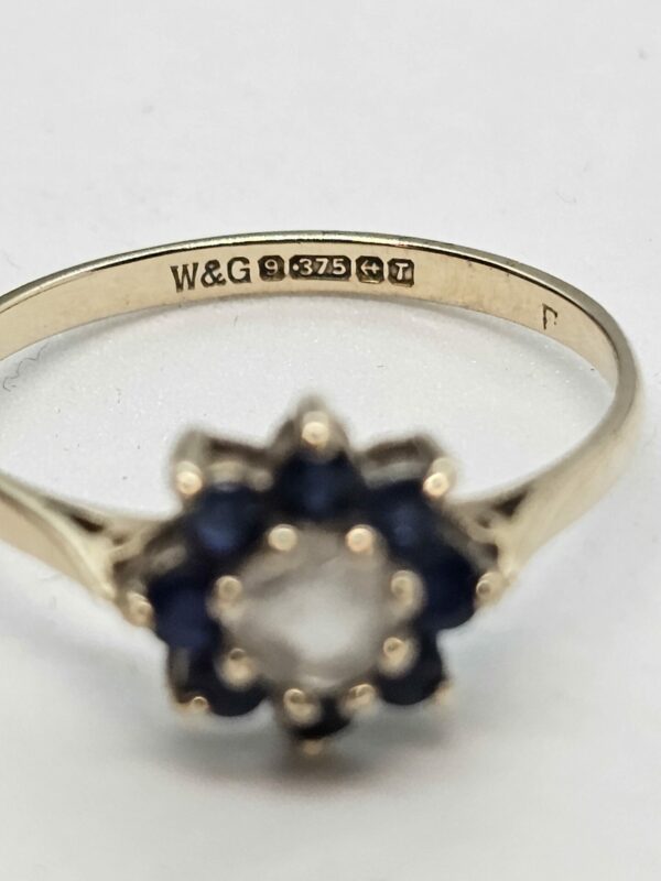 Gold Blue and White Stone floral setting Ring - Image 4