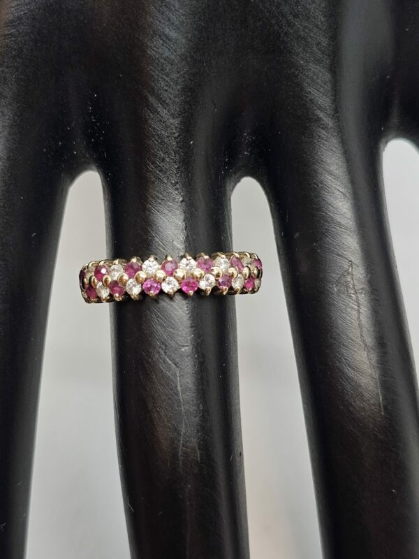 Ruby and Cz double eternity ring