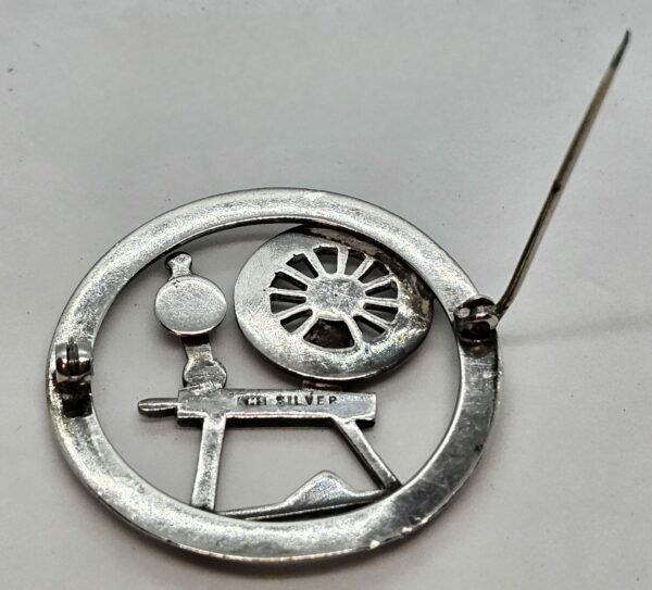 Silver Spinning Wheel Brooch - Image 3