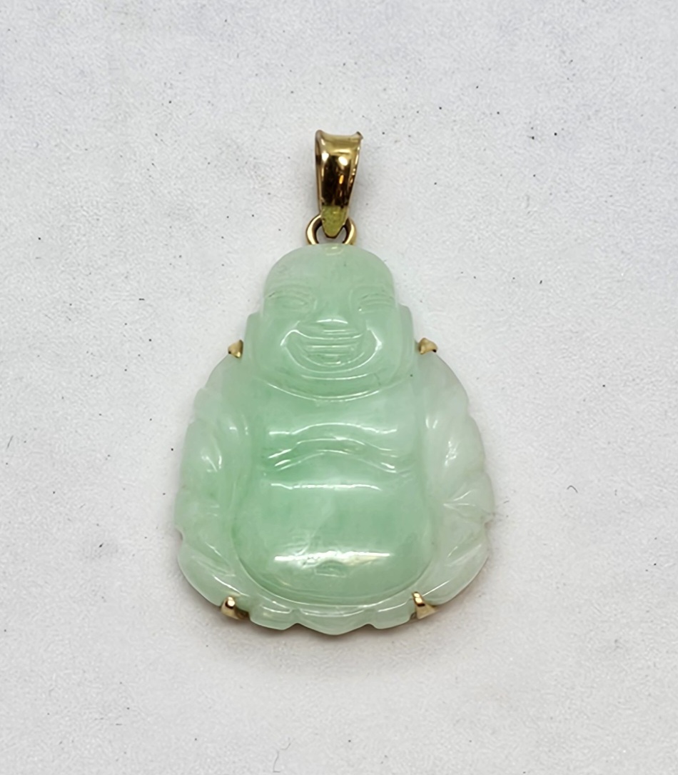 Jade Budda on a Gold mount - RUSTIC RETRO