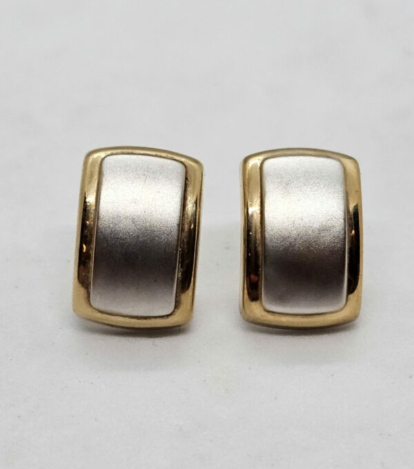 Gold and Matt Silver Rectangle Earrings