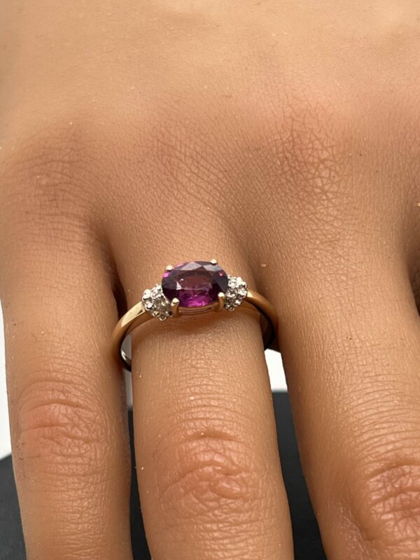 9ct gold Amethyst and diamond ladies ring