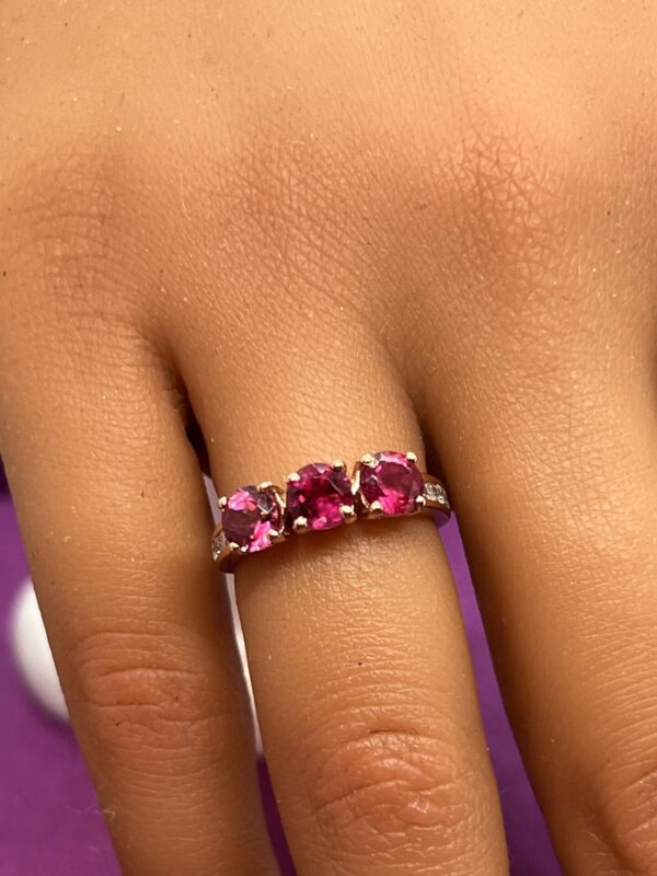 9ct  rose gold pink tourmaline and cz ring