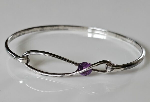 Silver purple stone bangle