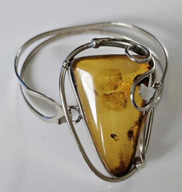 Sterling Silver and Amber Hinged Bangle