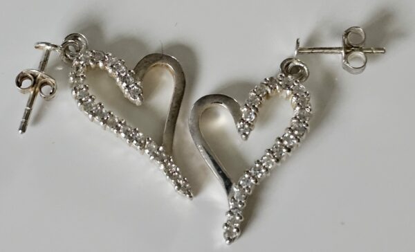 Silver CZ Heart Drop earrings