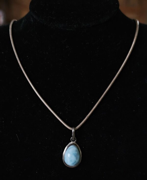 Silver Necklace and Blue Stone pendant