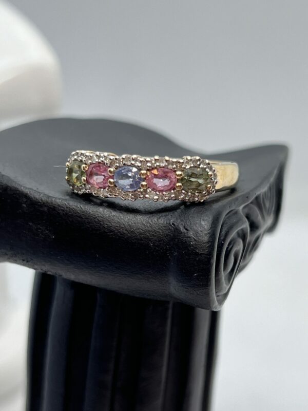 9ct gold multi colour gem set ladies ring - Image 3