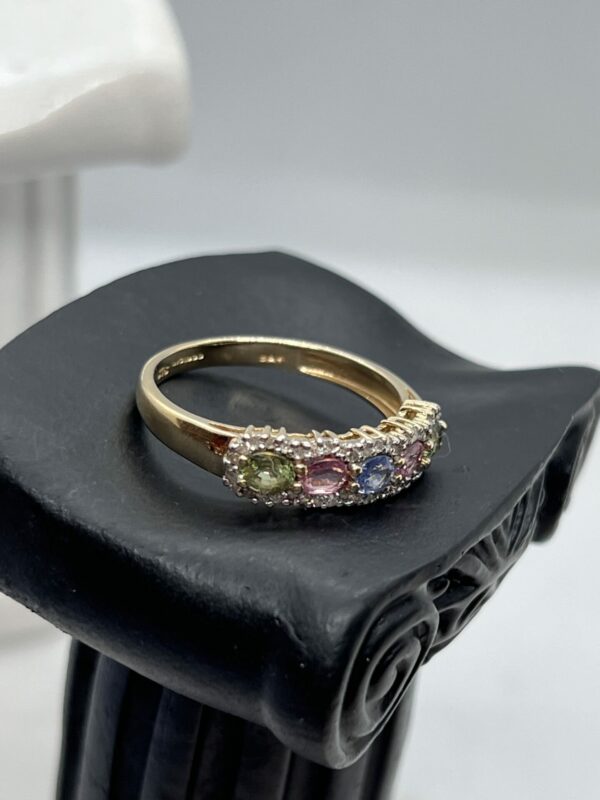 9ct gold multi colour gem set ladies ring - Image 4