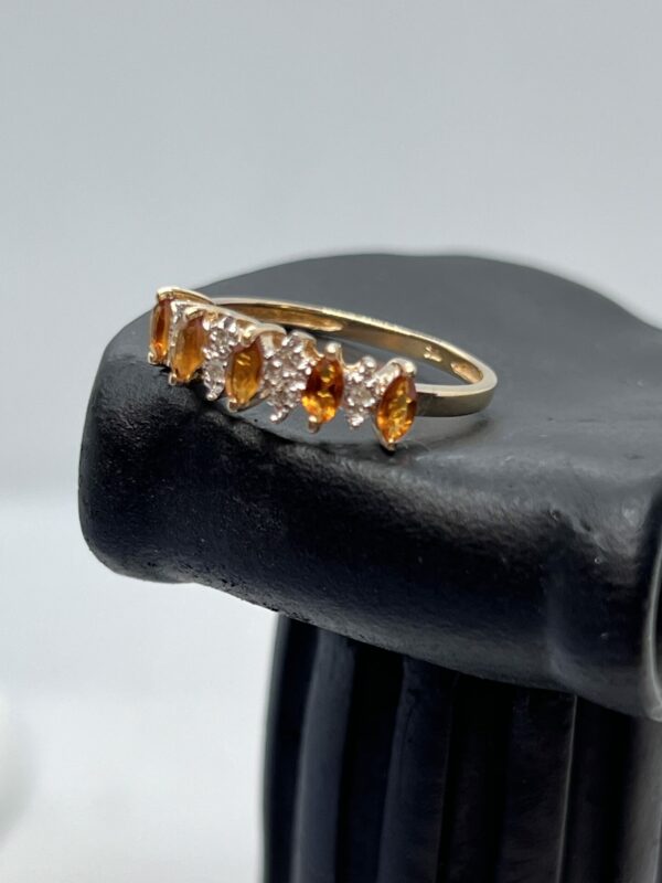 9ct gold diamond and citrine ladies dress ring - Image 3