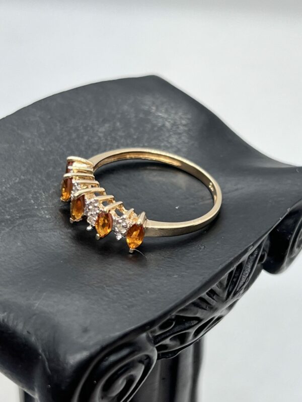 9ct gold diamond and citrine ladies dress ring - Image 5