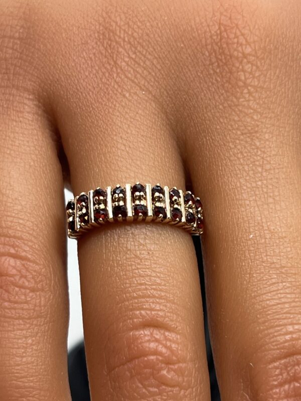 9ct gold garnet ladies half eternity band