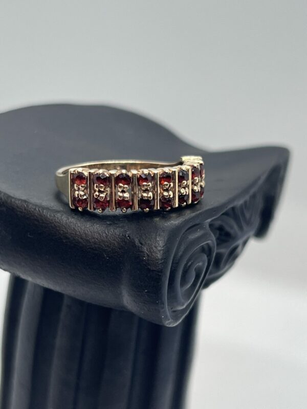 9ct gold garnet ladies half eternity band - Image 2