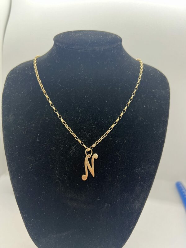 9ct gold chain and N pendant