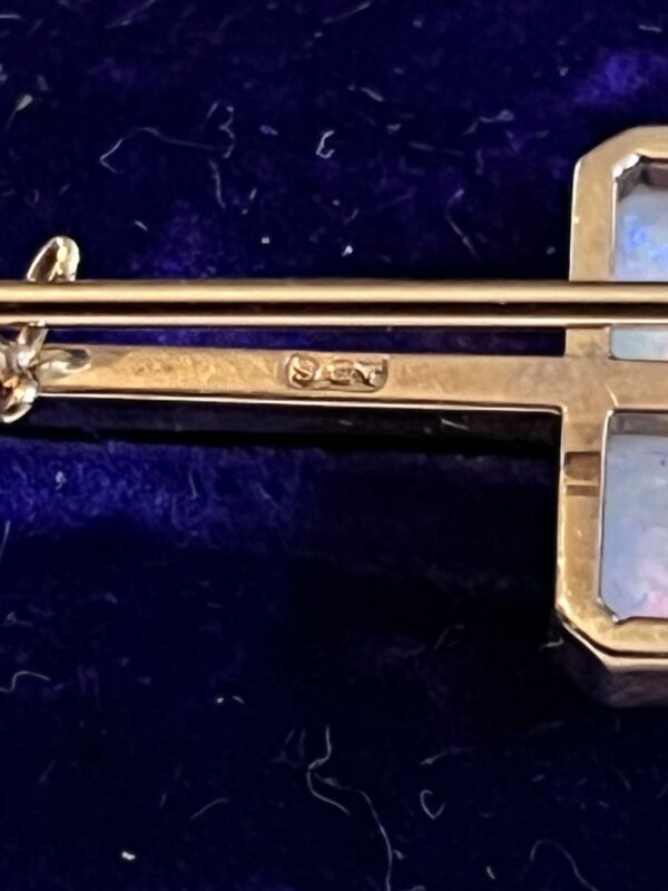 Victorian Fire Opal bar brooch 9ct gold - Image 5