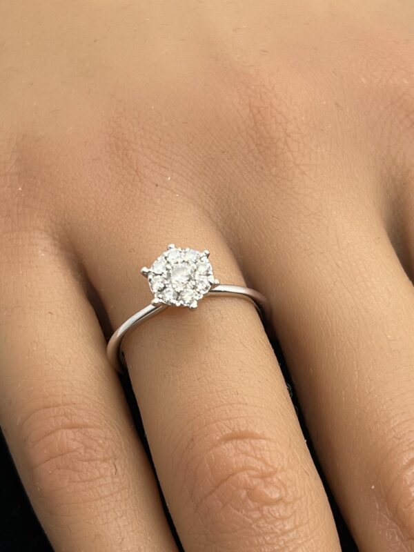 ROX diamond halo engagement ring 18ct white gold