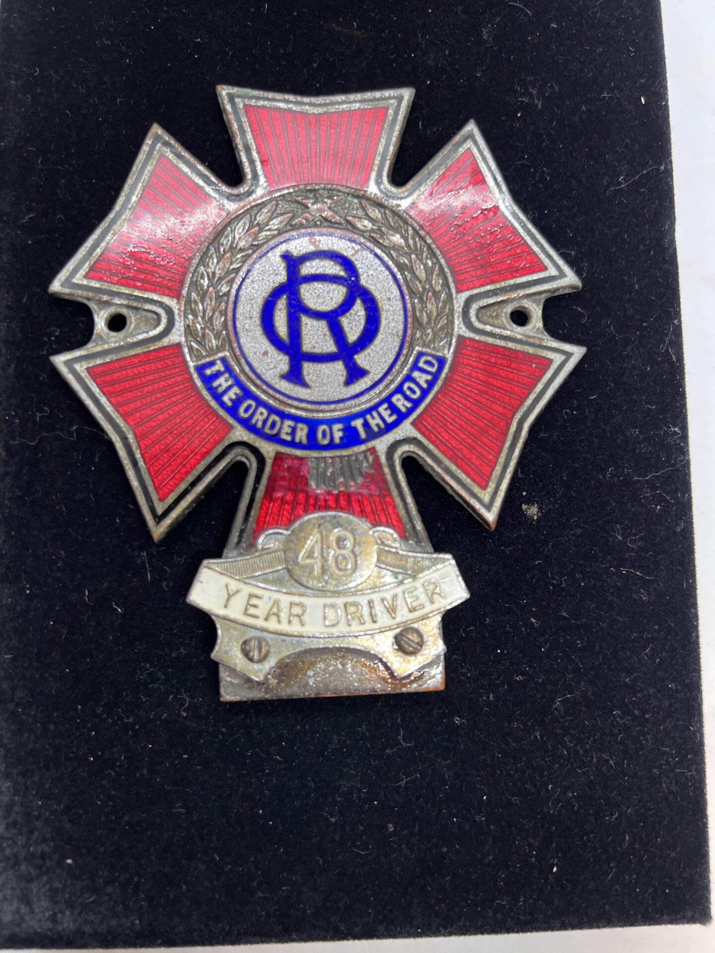 Vintage order of the road enamel car emblem badge - RUSTIC RETRO