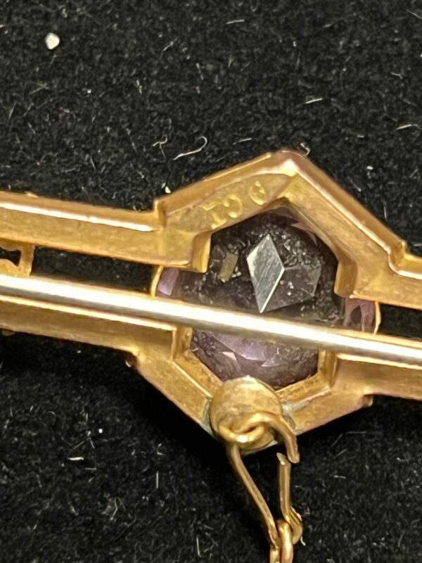 Gorgeous 9ct gold and amethyst Victorian bar brooch - Image 4