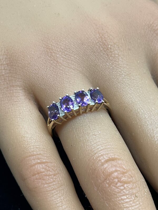 9ct gold amethyst and diamond ladies ring