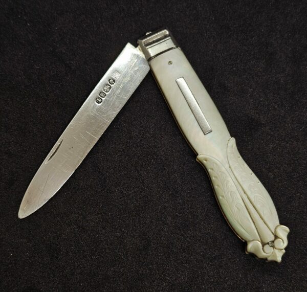 Silver and Mother of Pearl Folding Fruit Knife