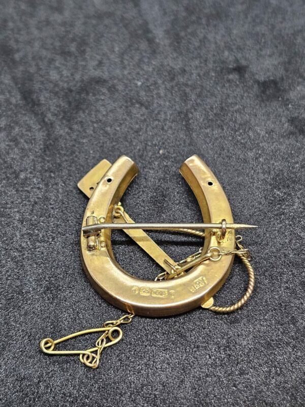 9ct Gold Horseshoe Brooch - Image 3