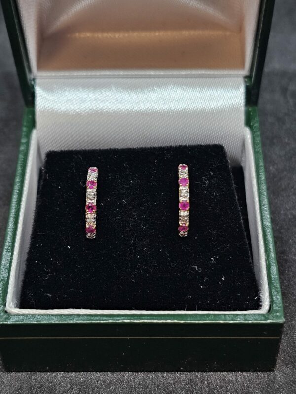 Ruby and Diamond Hoop Earrings