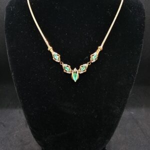 Diamond Emerald Scroll Necklace