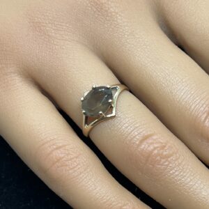 Smokey quartz ladies 9ct gold ring