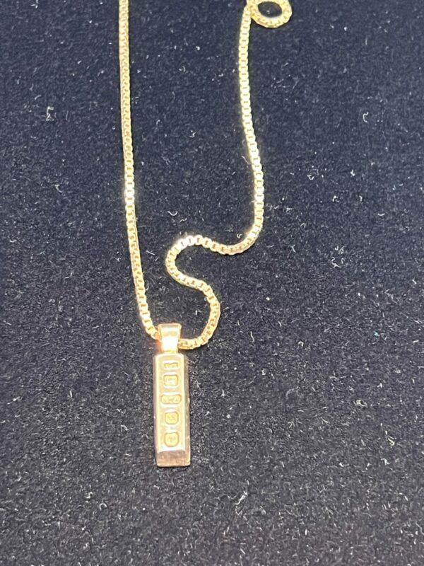 9ct gold ingot on box link chain - Image 3