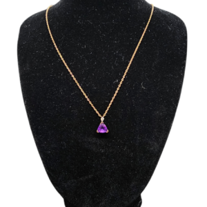 Amethyst and Diamond Pendant and Chain