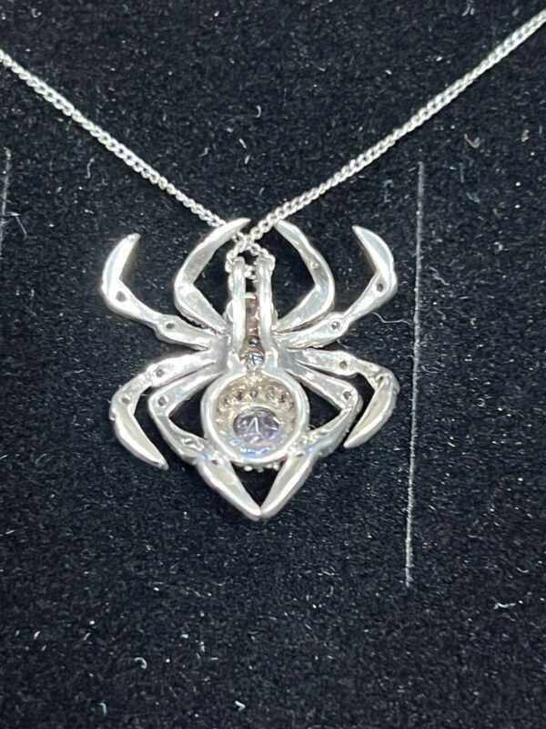 Sterling silver gem set spider pendant and chain - Image 2