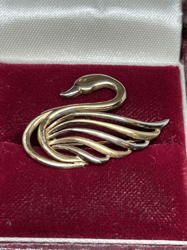 9ct gold swan pendant brooch - Image 2