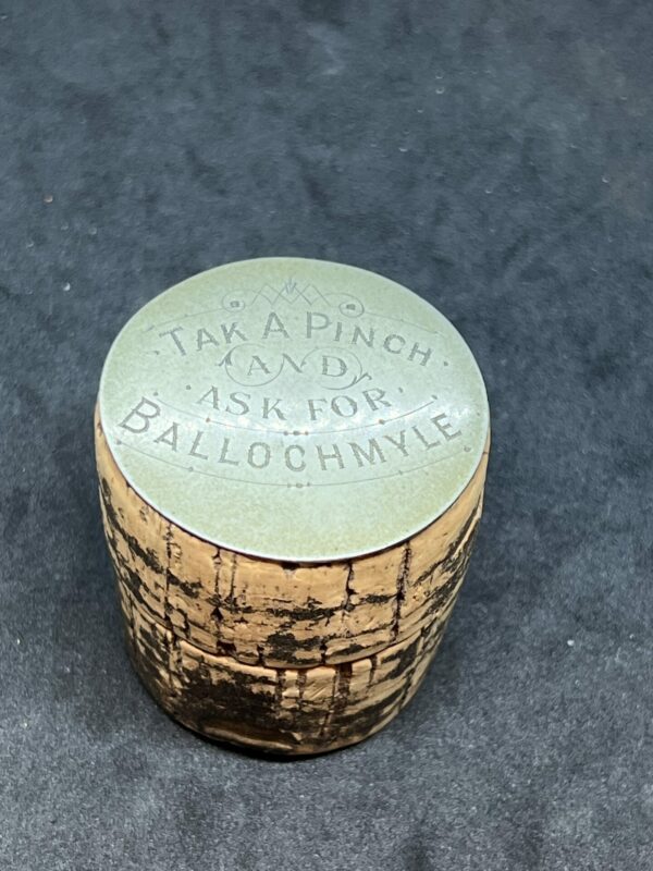 Rare Treen Whisky Advertising Snuff Ballochmyle