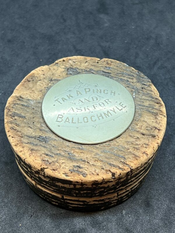 Rare Treen Whisky Advertising Snuff Ballochmyle