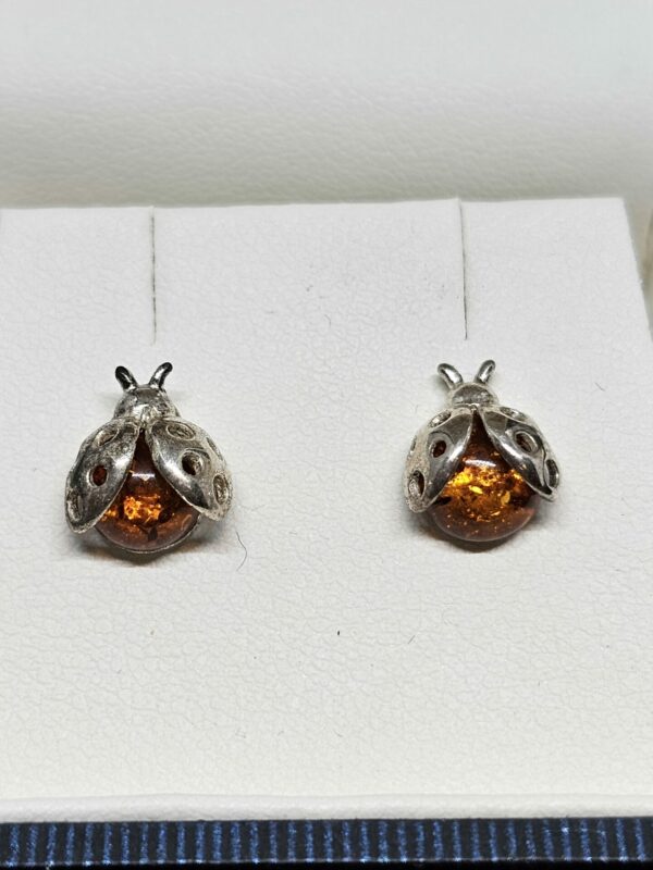 Amber Ladybird Earrings & Pendant set - Image 2