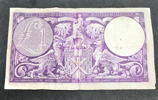 Commercial Bank of Scotland 1947 One Pound Note - Image 2