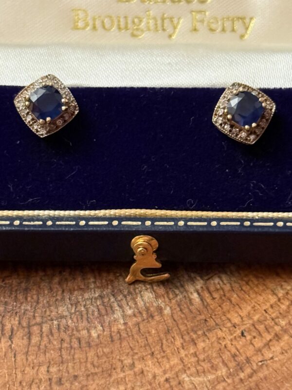 Ceylon sapphire and diamond earrings 18ct