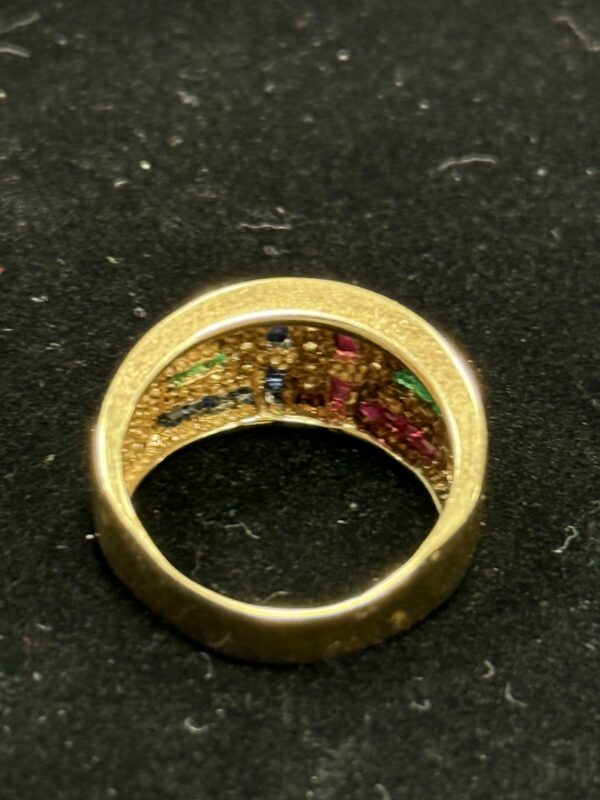 9ct gold ruby sapphire emerald and diamond ring - Image 5