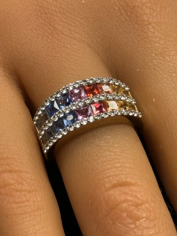 9ct gold rainbow sapphire eternity ring