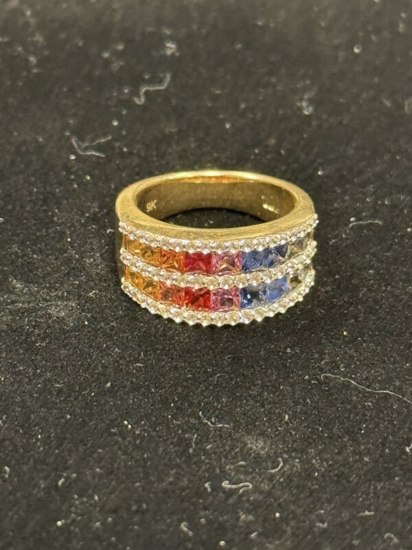 9ct gold rainbow sapphire eternity ring - Image 3