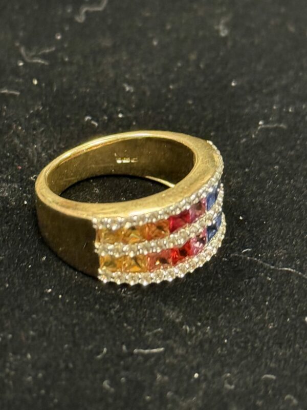 9ct gold rainbow sapphire eternity ring - Image 5