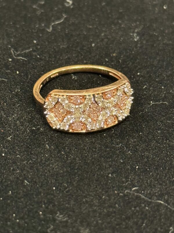 9ct rose gold white and pink diamond ring - Image 3