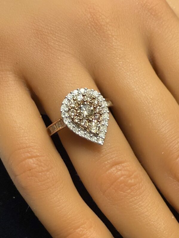 White and champagne diamond ring