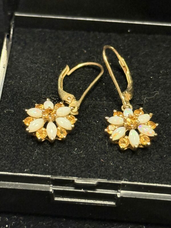 9ct gold opal and citrine daisy earrings