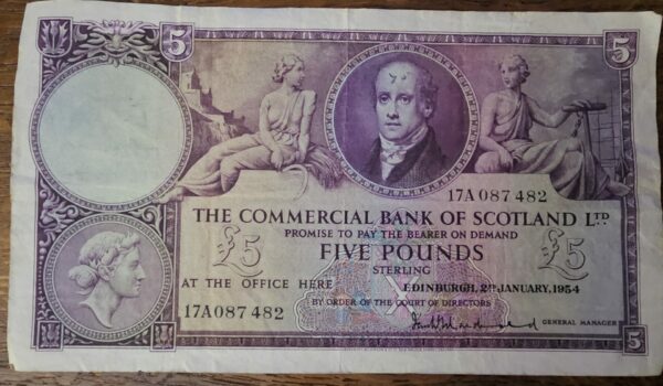 1954 Commercial Bank of Scotland £5 Note