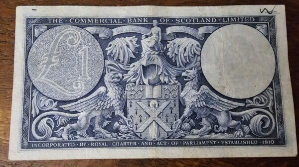 1954 Commercial Bank of Scotland £1 Banknote - Image 2