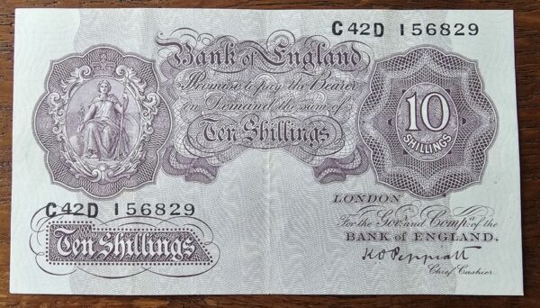 1940 10 Shillings (10/) Emergency Issue Mauve