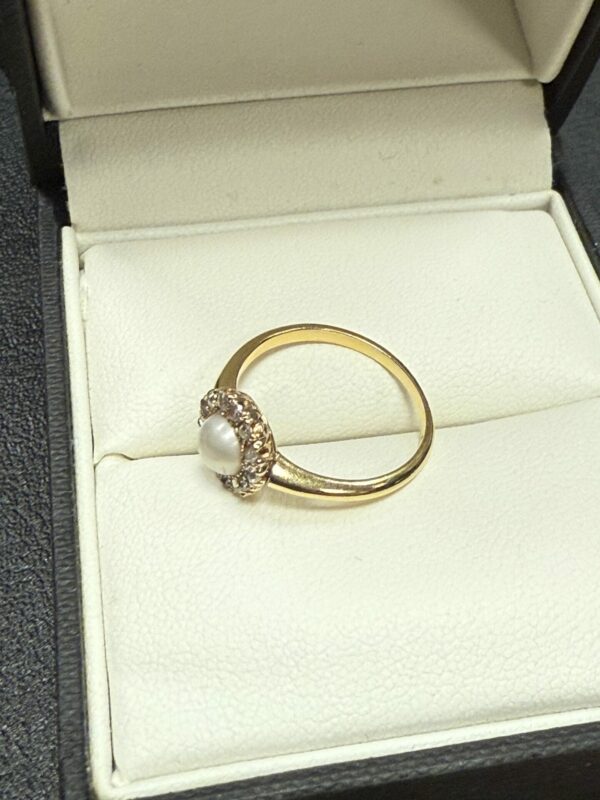 18ct gold antique pearl and diamond ring - Image 6