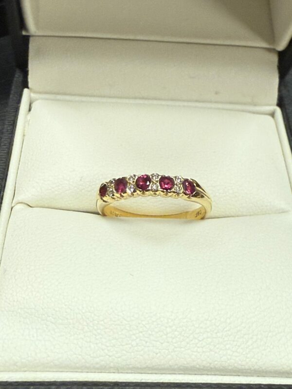 Ruby and diamond 18ct gold half eternity ring - Image 3